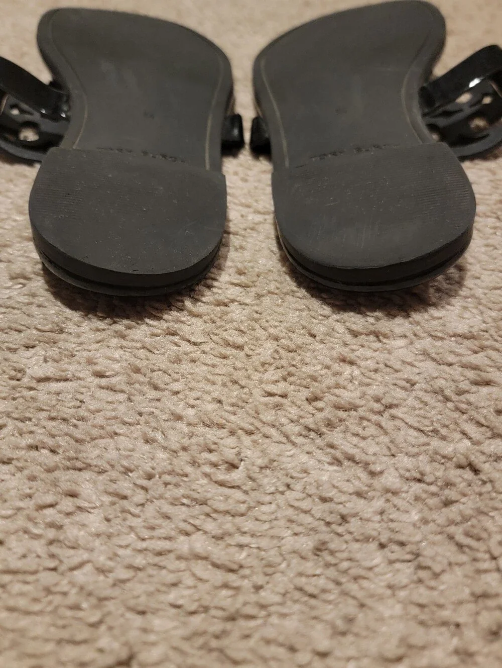 Tory Burch Miller Soft Sandal Black Patent Size 8.5